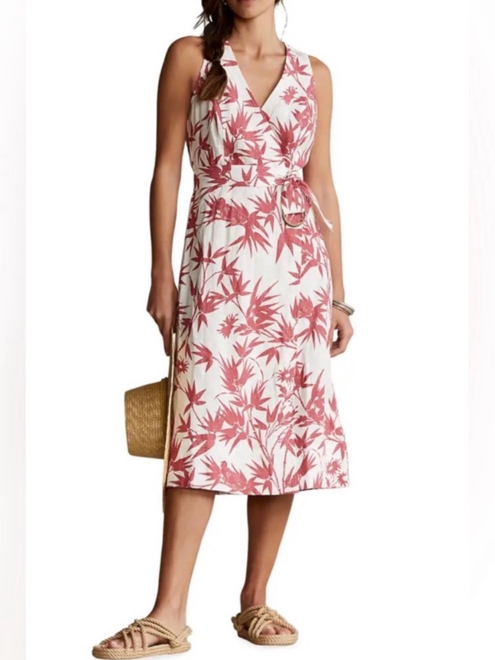 Polo Ralph Lauren Linen Midi Wrap Dress With Belt Size 6